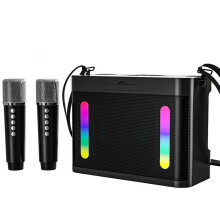 Altavoz Inalámbrico con Subwoofer y Luz Colorida, Portátil, para Fiestas Familiares, Karaoke con 2 Micrófonos Estéreo.