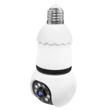 Cámara WiFi con Bombilla de 8 MP, Tarjeta de Memoria de 32 GB, Cámara IP Inteligente de Vigilancia, Audio Bidireccional, Visión Nocturna A Color,