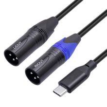 Cavo Audio Intrecciato da Tipo C A Doppia Uscita XLR Maschio con Chipset Integrato e Schermatura Intrecciata per Altoparlanti