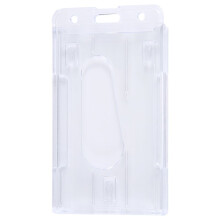 1x Portabadge In Plastica Rigida Verticale Doppia Tessera Identificativa Multi Trasparente 10x6cm