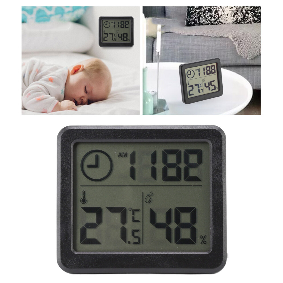 Ultra Thin 3.2in Black Digital Thermometer Hygrometer for Any Room