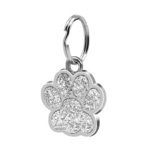 Pet ID Tag Mini Paw Shape For Dogs And Cats Silver Durable ID Tag Necklace Pendant Cartoon Glitter