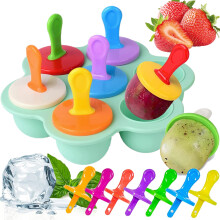 Popsicle Molds 7Cavity Silicone with Sticks BPA Reusable Ice Lolly Molds for Kids Green