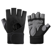 Shockproof Training Gloves HalfFinger Design SlipResistant For Weight Lifting Cycling And Bodybuilding Black Size M
