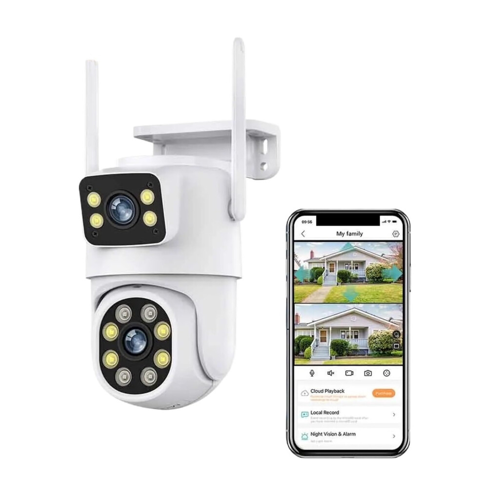 4K 8Mp Ptz Camera Dual Lens Dual Screen Outdoor Ip Cctv Surveillance, Auto Tracking, 4Mp Hd, 128Gb Card Included 9382693463494