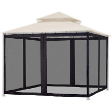 Mosquito Netting for Patio with Zippered Mesh Panels, Outdoor Canopy Screen Walls, Universal Fit Black 300 x 360 x 220cm