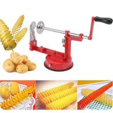 Multifunctional Red Stainless Steel Potato Spiral Cutter, 10.3 x 12.5 x 26.5cm