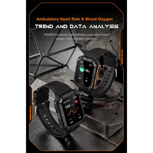 Indestructible Smartwatch Black Android iOS Compatible Durable Wearable Tech 2