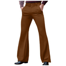 Suit Trousers Men's Chino Trousers Flared Casual Loose Fit Basic Pants Color Coffee Size M