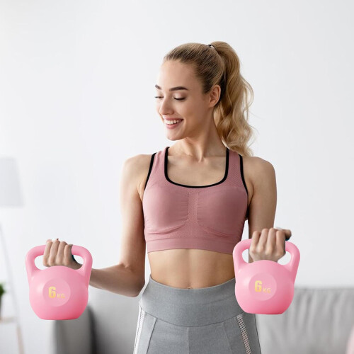Pink Kettlebell for Full Body Workout and Grip Strength Training with Ergonomic Handle 2