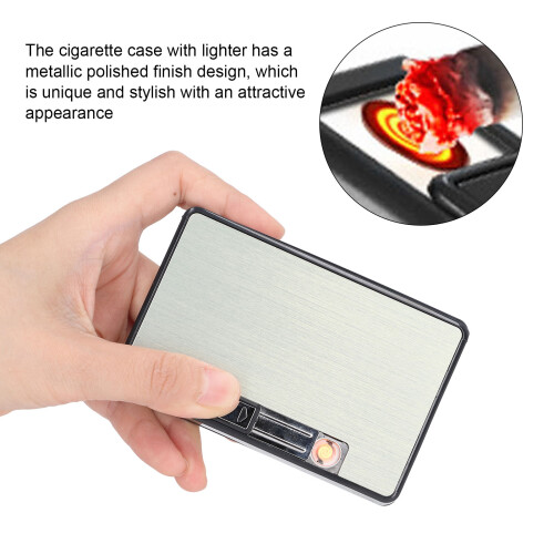 Medium USB Cigarette Case with Lighter, Gold, 150mAh, 10.3x6.6x2.8cm 2