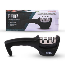 Professional 3 Stage Kitchen Knife Sharpener with Diamond Tungsten Ceramic Blades and NonSlip Grip