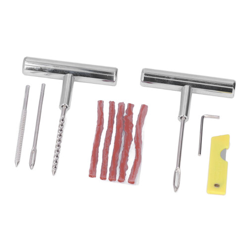 11Pcs Tire Repair Kit with T-Handle String Plug and Tools 2