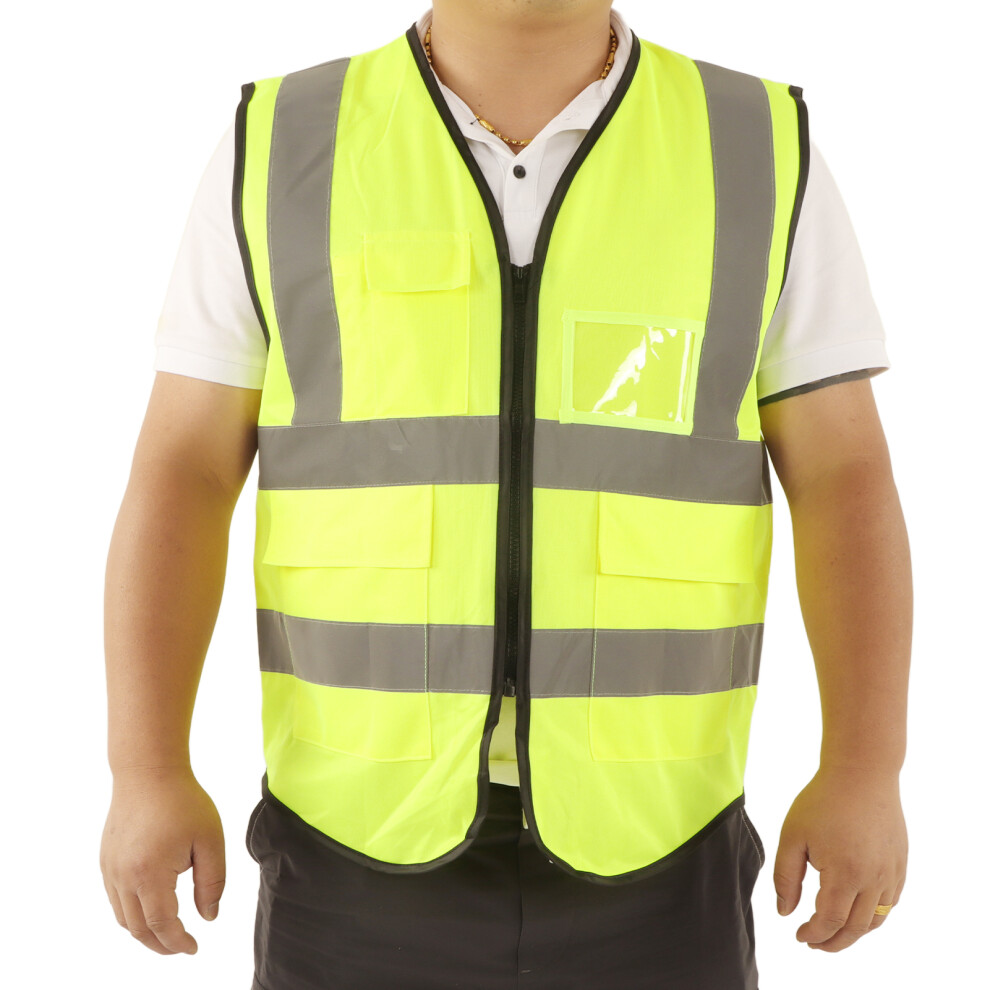 High Vis Reflective Safety Vest Xl Polyester Workwear With Pocket For Workers 9431375553487