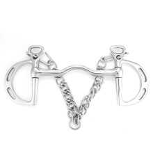 Low Leverage Horse Chewing Mouth Roller, 125mm Stainless Steel Kimberwicke Bit with Chain and Slotted Snaffle Design