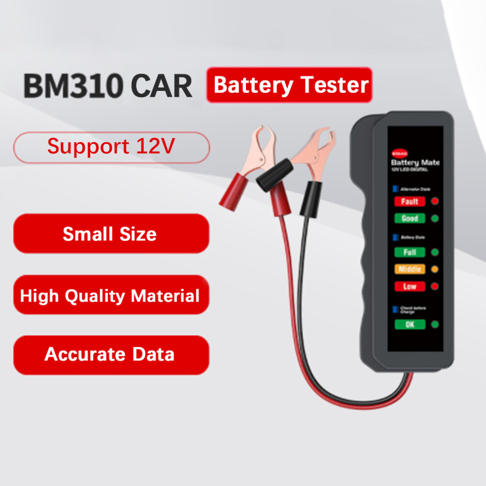 12V Cell Tester With Led Display, Compact Red Battery Tester 9331375556665