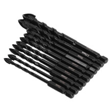 10PCS Masonry Drill Bits Set, 3 Flute Cemented Carbide, Hex Shank