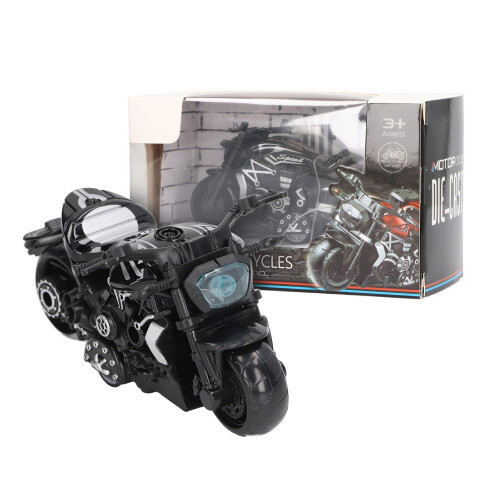 Alloy Simulation Mini Black Motorcycle Pull Back Toy for 3+ Year Olds 1