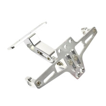Adjustable CNC Aluminum Motorcycle License Plate Holder for Honda BMW, Extendable Bracket Silver