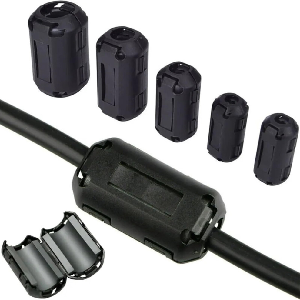 Snap Type Ring Core Ferrite Bead Clamp Black 9Mm Emi Rfi Noise Filter Clampon Ferrite Bead Choke 9382693363121