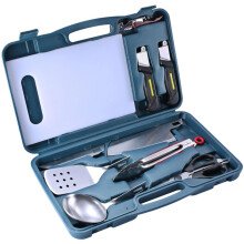 Stainless Steel Tool Set Heavy Duty Heat Resistant Outdoor Cooking Tools Long Handle Removable Suitcase