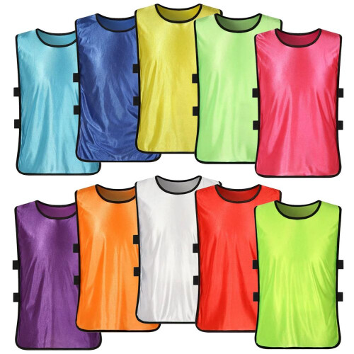 Children's 10-Pack Sports Training Bibs - Breathable Polyester Fabric 1