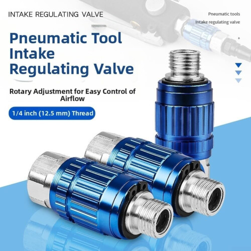 Adjustable Air Flow Control Valve 1/4Inch Threaded Intake Regulator, Pneumatic Tools Compatible, AntiSlip Knob 2