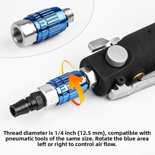 Adjustable Air Flow Control Valve 1/4Inch Threaded Intake Regulator, Pneumatic Tools Compatible, AntiSlip Knob 1