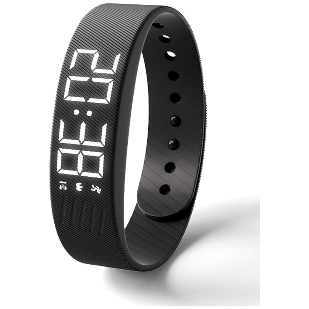 Alarm Clock Watch Vibrating For Heavy Sleepers Habit Breakers Silent Wristband Snooze Smart Watch Black 9347817599558