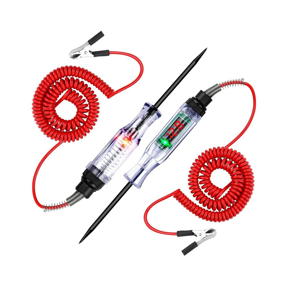 Test 2Pcs, 6V-24V Car Circuit Tester And Digital Lcd Car Electric Tester Auto Voltage Continuity Test Light 6032740296461