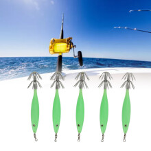 8 cm Leuchtender grüner Angelfisch-Kalmaren-Köder mit Haken für Salz- und Süßwasser