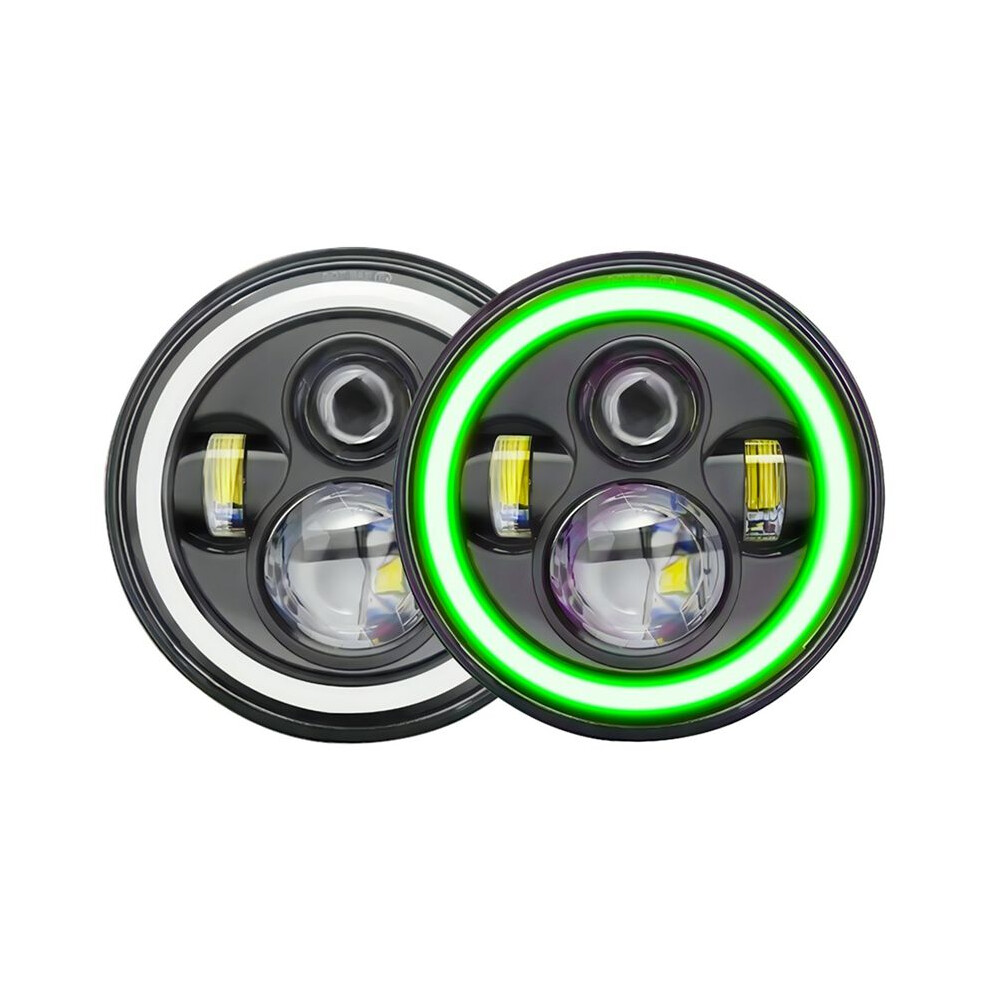 7 Inch Halo Led Head Hi/Lo With Drl Turn Signal For Jk Tj Cj () Green/Amber/Light 6032294823373