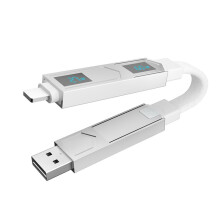Cabo de Carregamento Rápido Magnético com Vários Conectores e Chaveiro de Tela PD Cord para Android TYPE-C 60W QC 18W Branco