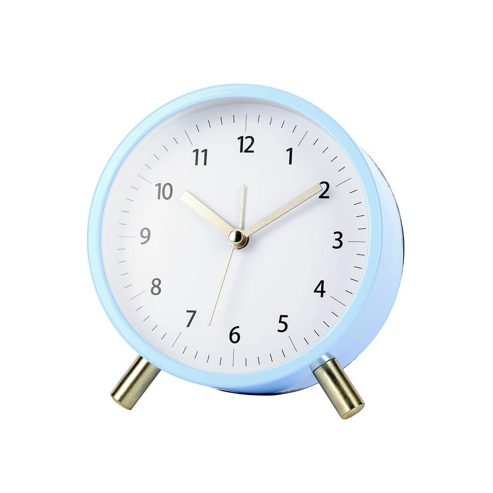 Alarm Clock Quartz Silent NonTicking Table Bedside Clock Battery Powered Night Light Large Display Blue