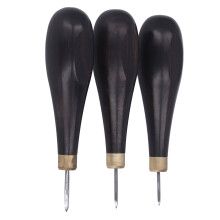 3Pcs Leather Sewing Awl Kit 3mm-5mm Red Sandalwood Handles Durable Steel Tools