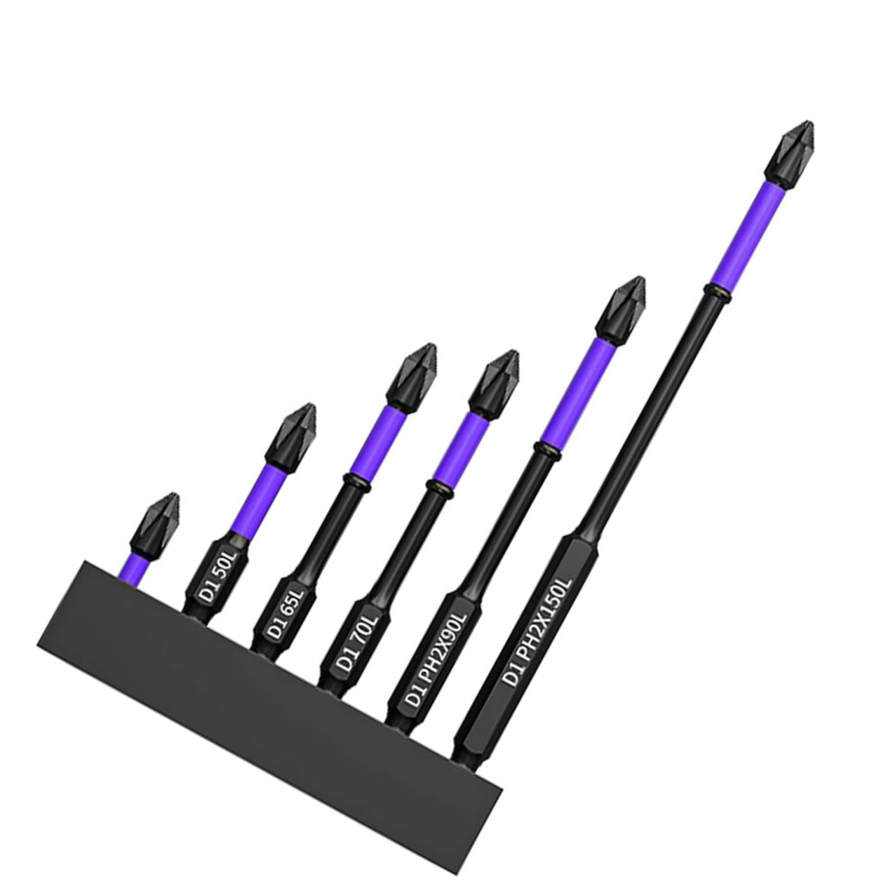 6Pcs Ph2 D1 Steel Magnetic Impact Screwdriver Bits Set With Antislip And Shockproof Design 9347817506037