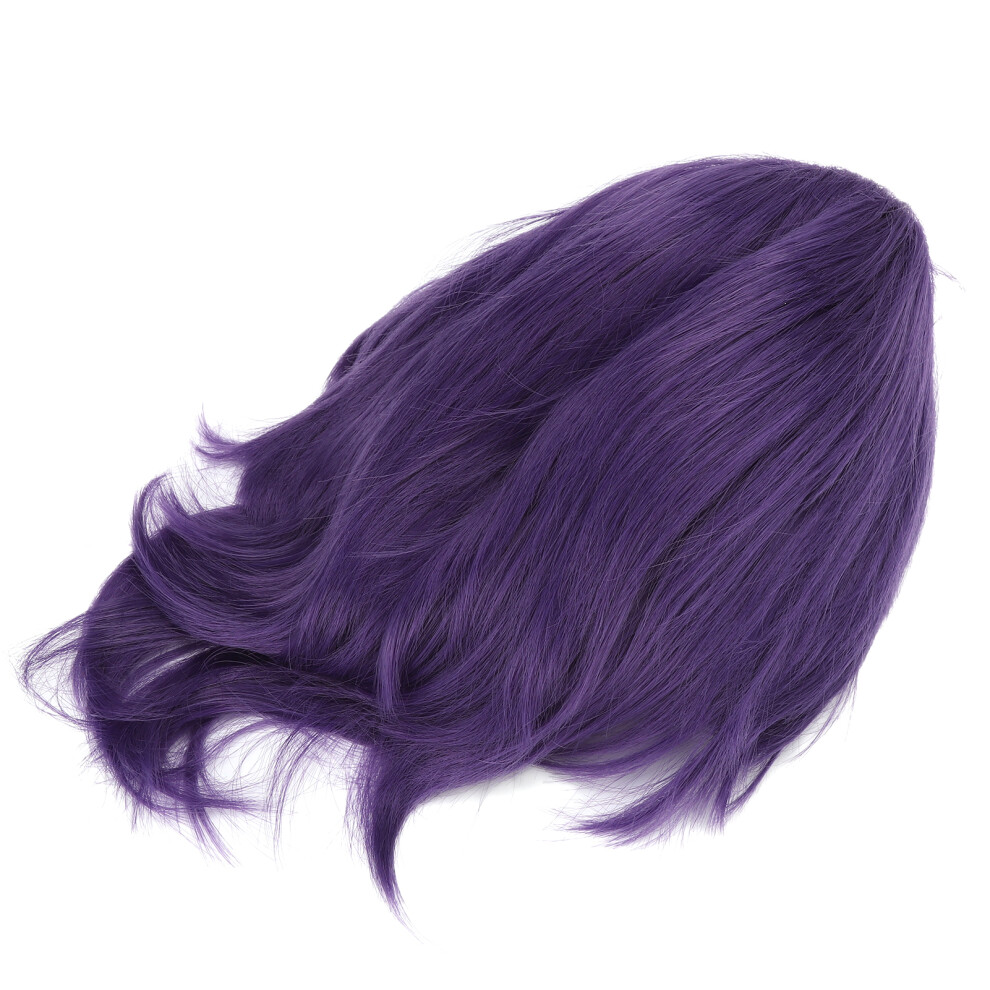 Unisex Purple Costume Party Wigs Anime Fluffy Lavender Wig With Non Deformation Properties, Heat Resistant Synthetic Hair For Cosplay Halloween Events