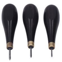 3Pcs Leather Sewing Awl Set 3mm 4mm 5mm Red Sandalwood Handles