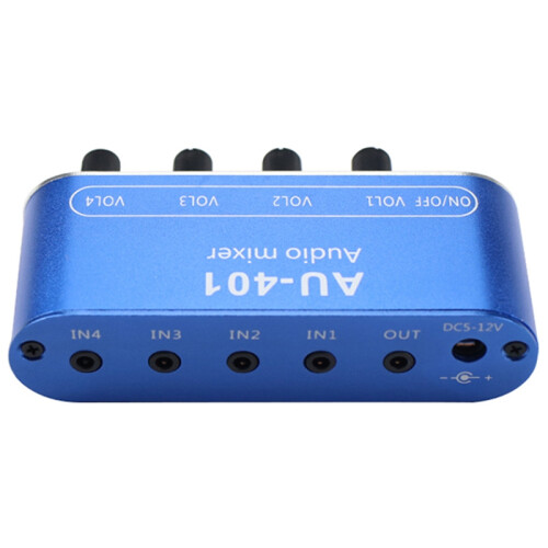 Stereo Mixer (4 Input ,1 Output ) Individually Controls Board DIY Headphones Amplifier Case DC12V