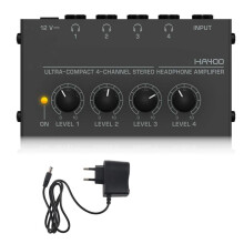 HA400 Amplifier Headphone Amplifier 4 Channels Ultra-Compact Stereo Audio Amplifier Earphone Amplifier EU Plug
