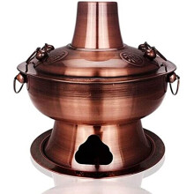 Traditional Chinese Copper Hot Pot 36cm Mongolian Charcoal with Even Heat Distribution