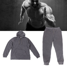 Uomo XXXL Completo Sportivo in Grigio Scuro, Felpa con Cappuccio e Joggers