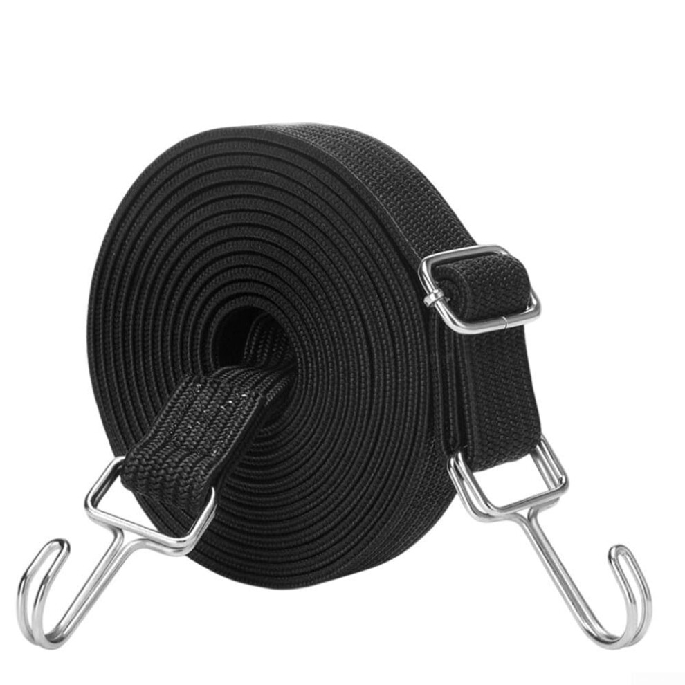 4 Meter Bungee Cord With Hooks Heavy Duty Elastic Luggage Strap For Secure Travel Black 9347817508901