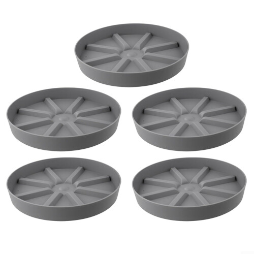 5PCS Plastic Plant Pot Trays Set with  Drainage and Breathable Root Support, Grey