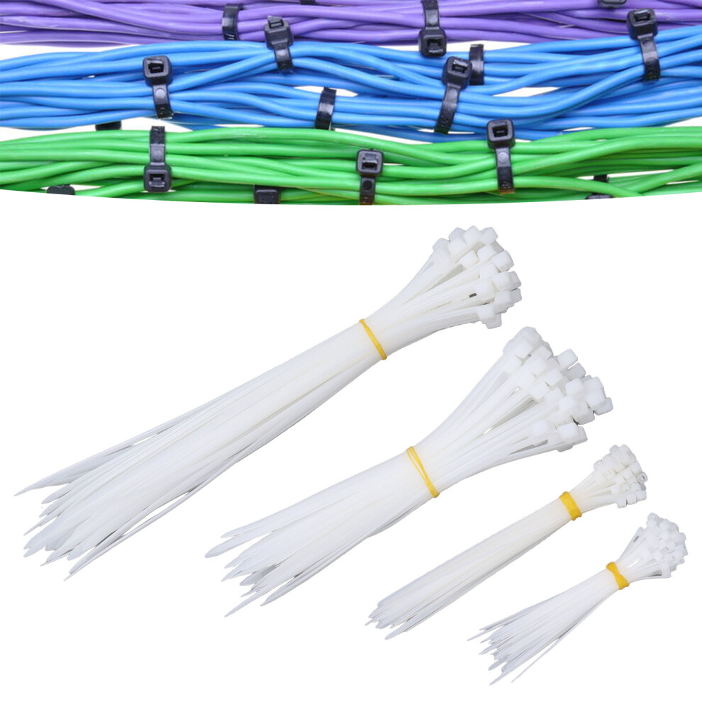 Assorted Sizes Cable Ties 200Pcs - 4 6 8 12In 18/120Lb White 4911375586845