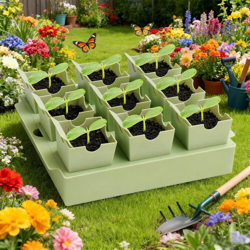 Seed Starter Trays with Drainage Holes, Reusable Stackable for Vegetables and Flowers 1