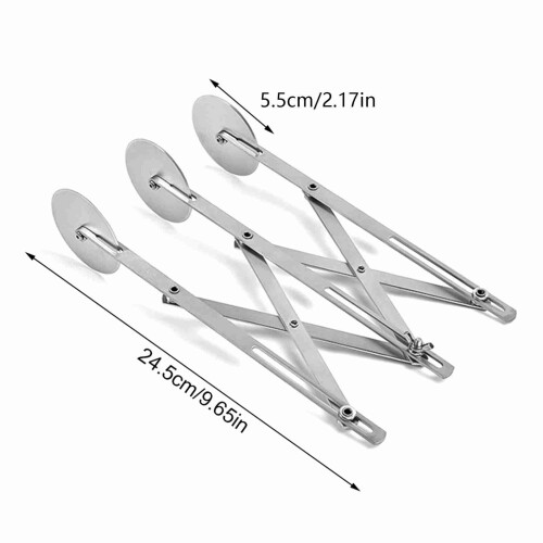 Pizzamesser mit 3 Rädern, Edelstahl, Radmesser, 2