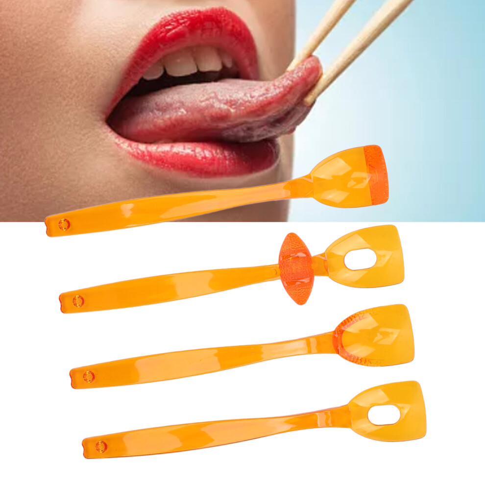 Orange 4Pcs Tongue & Lip Muscle Trainer, 16Cm, Oral Rehab Exerciser