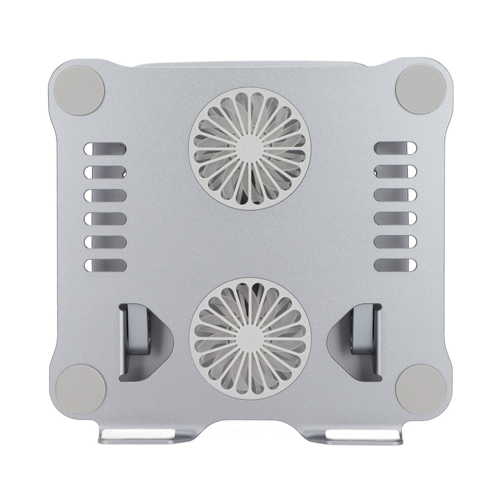 Aluminum Alloy Laptop Stand With 2 Cooling Fans, Foldable, Adjustable For 10-17.3In Laptops, Dark/Grey 6901375596270