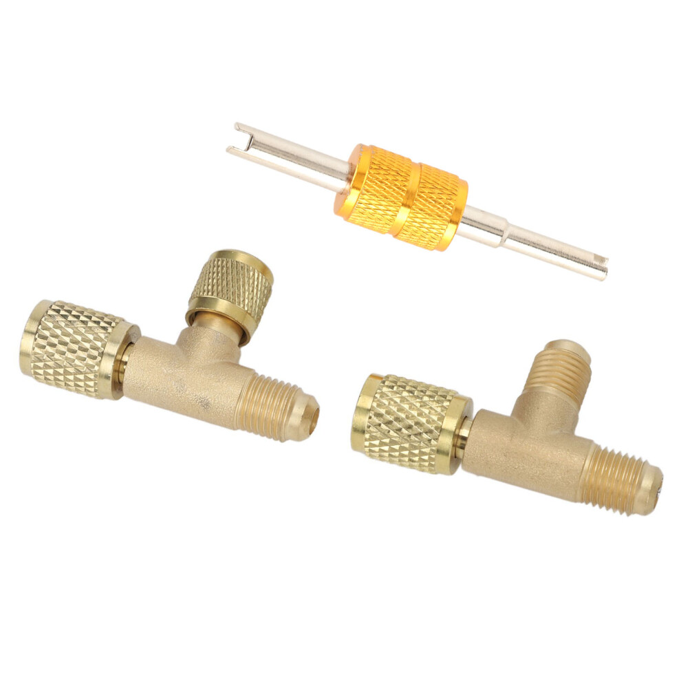 1/4In Brass Tee Adapter With Valves For R22 R12 R134 Vacuum Gauges 6951375597784